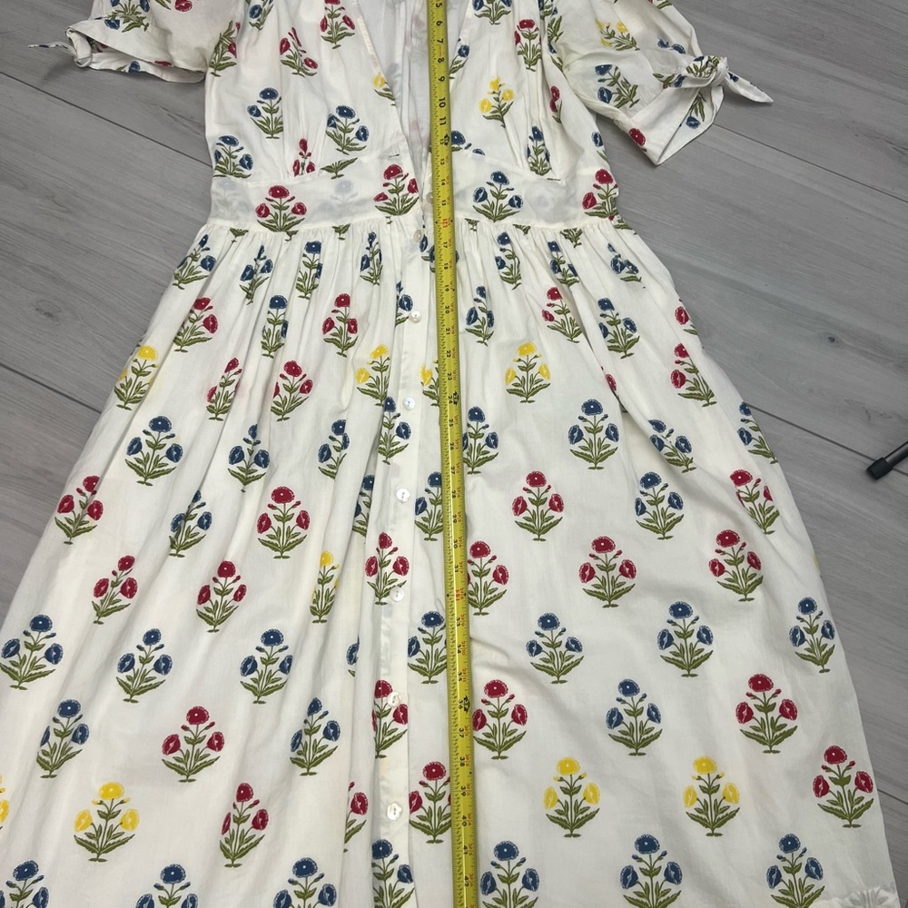 Pink Chicken Floral VNeck Midi Dress Multicolor Embroidery Sz M Cottagecore Boho - Picture 6 of 8